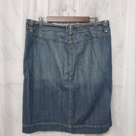 Venezia Blue Denim Button Down Knee Length Boho Western Skirt Size 14 - Picture 5 of 10